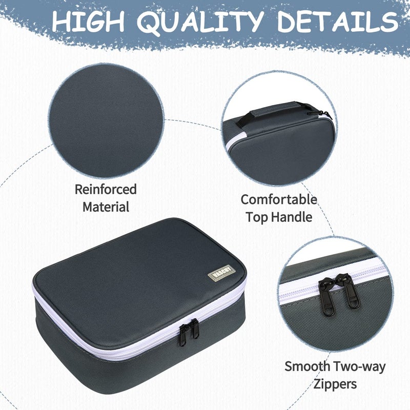 VASCHY Large Pencil Case, Art Color Pencils Pouch with Detachable Layers Multiple Zip Pockets for School Office Stationary Organization Dark Gray - Image 5